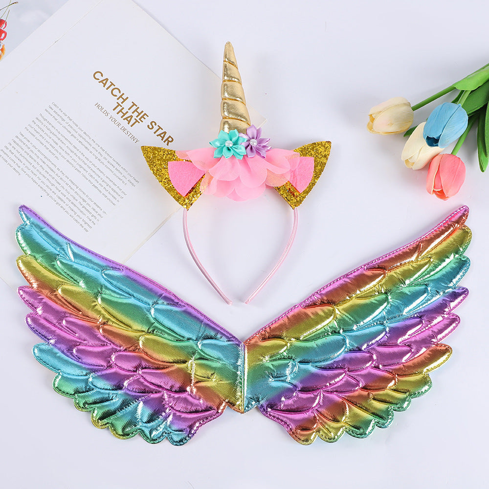 Wholesale Angel Wings Girls Unicorn Holiday Party Props Princess Dress Party Headband